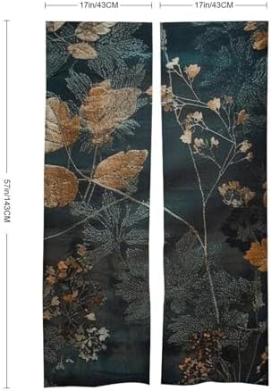 Gray Flower Printed Door Curtain for Split Doorway