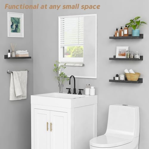 Forbena Black Floating Shelves Set of 4 Wall Mounted