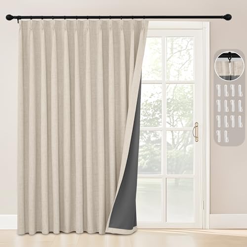 StangH Pinch Pleat Linen Curtains 1 Panel Blackout