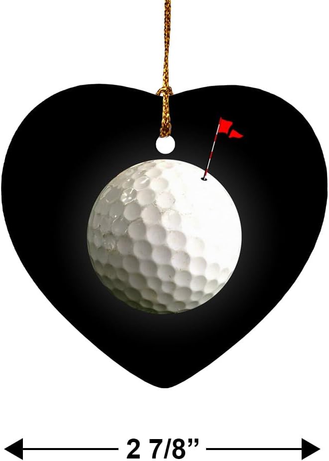 GRAPHICS MORE Heart-Shaped Golf Ball Moon Flag Christmas Ornament - 28 Inch
