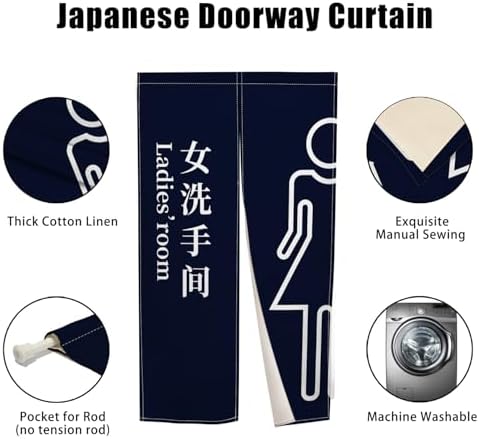 Japanese Noren Door Curtain 34x60 Inch Modern Doorway Divider