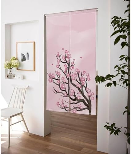 Bloomy Cherry Tree Printed Noren Door Curtain 34x60