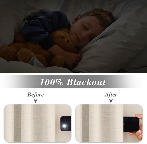 StangH Pinch Pleat Linen Curtains 1 Panel Blackout