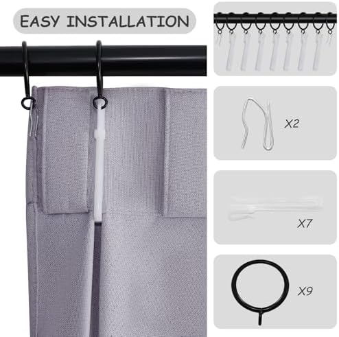 Light Grey Blackout Pinch Pleated Linen Curtains 2 Panels Set 90 Inches