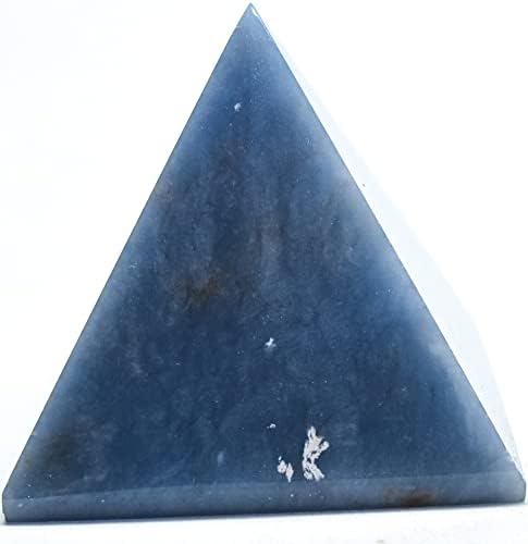 Blue Angelite Pyramid 21 Natural with Clear Quartz Cabochon