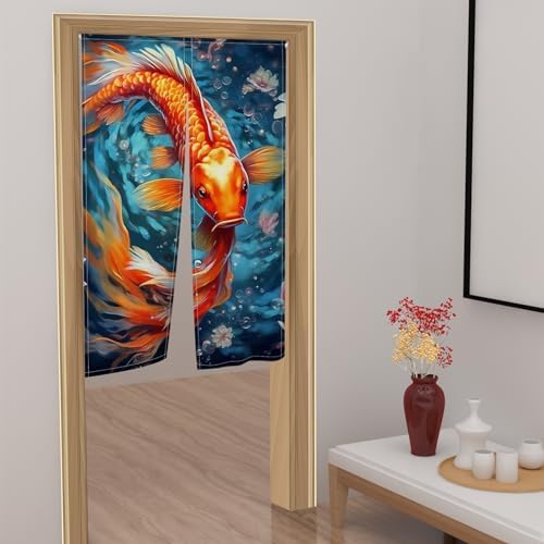 Japanese Noren Door Curtain with Koi Fish Design