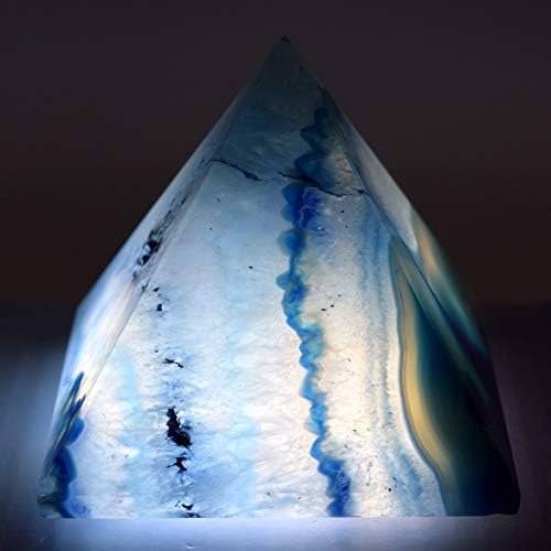 HQRP Dyed Blue Agate Pyramid with Clear Quartz Pebble