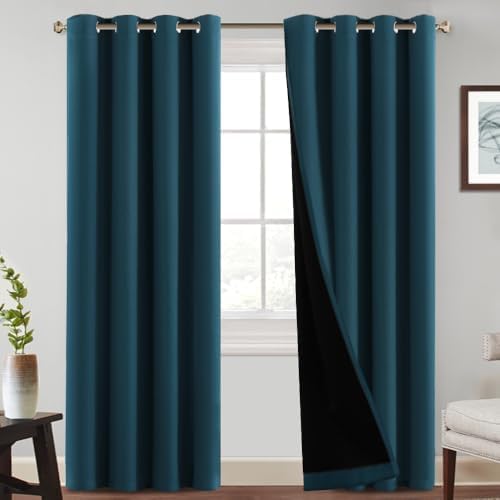 PrinceDeco Deep Teal Blackout Curtains Set of 2 52x84