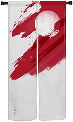 Japanese Noren Door Curtain with Red Painting 34 x 60