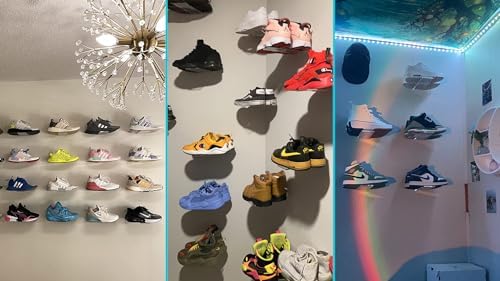 SIPRDE Floating Shoe Display Shelves Set of 6 Wall Mount Clear Acrylic