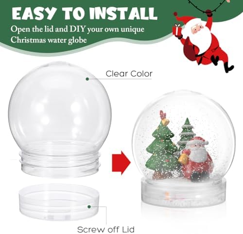 BESTOYARD 10Pcs Clear Snow Globes with Screw Cap DIY Decorations