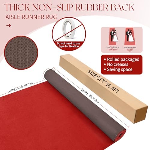 Extra Thick Red Carpet Runner for Party 3x164 ft