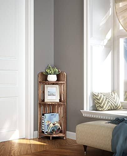 Meangood 3 Tier Solid Wood Corner Shelf Stand