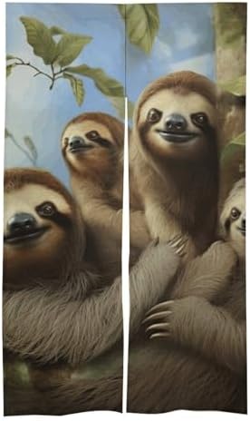 Sloth Family Door Cover Curtain 57x17 Inches