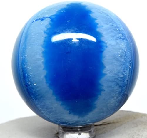 55mm Dyed White Blue Agate Sphere with Stand