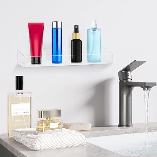 2 Pack Clear Acrylic Floating Shelves for Bathroom and Kitchen