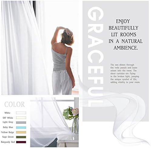 NICETOWN Extra Wide Sheer Curtain Panel - White 100x95 Rod Pocket