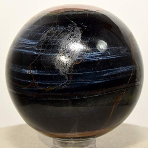 2 Blue Tiger Eye Sphere with Stand - Natural Quartz Chatoyant Crystal