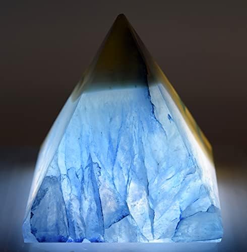 Dyed Blue Agate with Quartz Pyramid - 25 Inch Gemstone