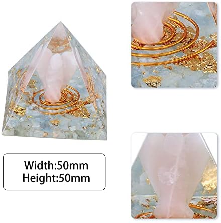 Aquamarine Crystal Orgone Pyramid with Rose Quartz Guardian Angel