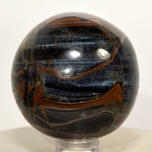 46mm Blue Yellow Tiger Eye Crystal Sphere with Stand