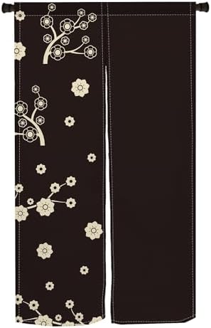 Long Japanese Noren Door Curtain with Cartoon Flower Tree Print