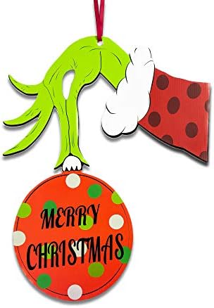Christmas Door Decorations Wooden Thief Hand Whoville Sign Wreath
