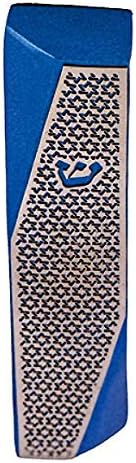 Modern Blue Geometric Mezuzah Case with Stars of David