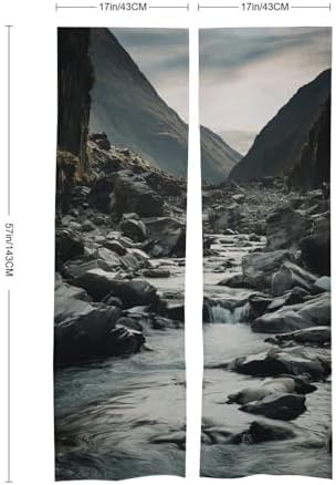 River and Gray Rocks Door Cover Curtain 57x17 Inches