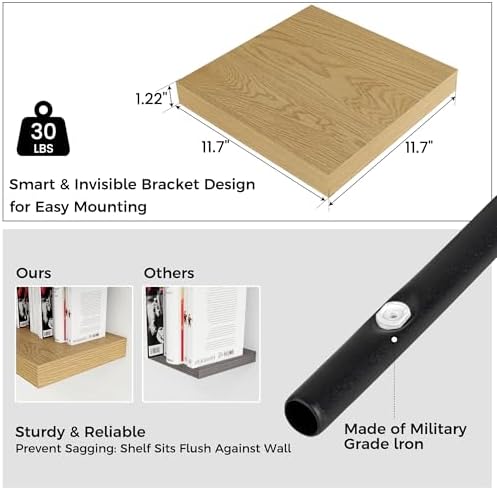 Venusmiles Square Floating Shelves 3 Pack