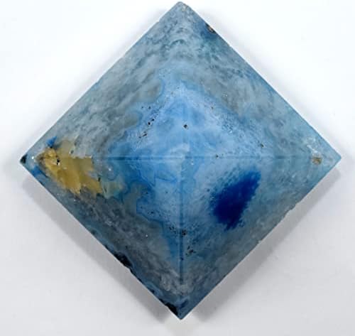 70mm Dyed Blue Agate Pyramid with Clear Quartz Pebble