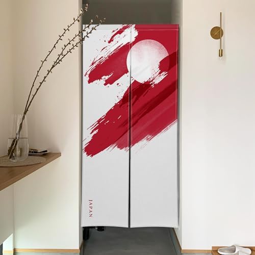 Japanese Noren Door Curtain with Red Painting 34 x 60
