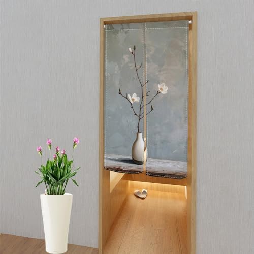 Leowefowa Flower Pattern Japanese Noren Door Curtain