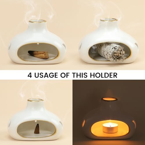 4 In 1 Palo Santo and Sage Burner Holder - White