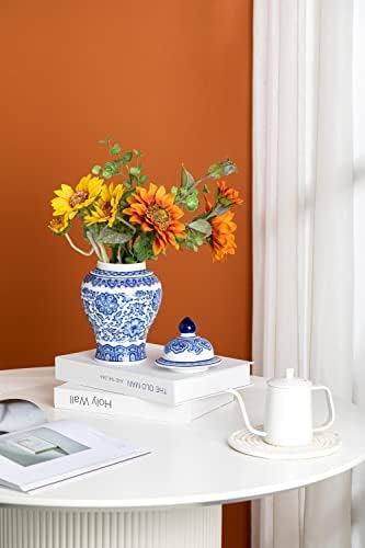 KuJaRen Blue and White Ginger Jar 98 Inch Ceramic Vase