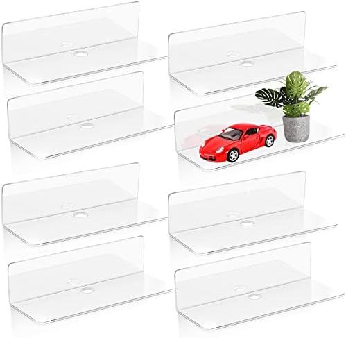 Maitys 8 Pcs Clear Acrylic Floating Shelves No Drill Wall Mounting