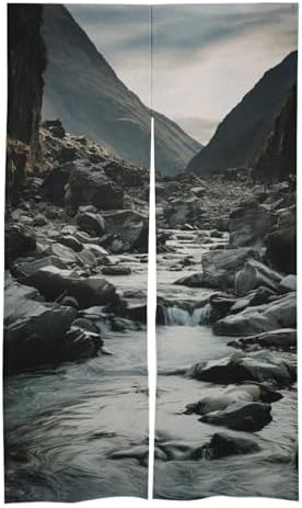 River and Gray Rocks Door Cover Curtain 57x17 Inches