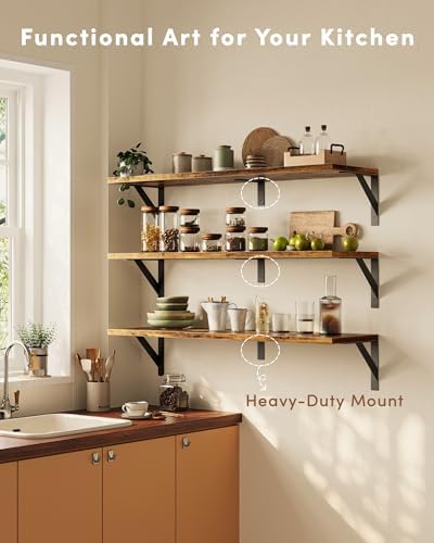 Rustic Brown Floating Book Shelves 36 Inches Deep