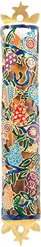 YourHolyLandStore Jewish Brass Mezuzah Case with Pomegranates Design