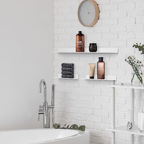 Z Metnal White Wall Shelves 2 Pack 16x5 Inch Modern Floating Bathroom Shelf