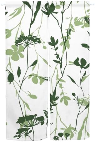 Japanese Style Green Plants Print Door Curtain 34x60