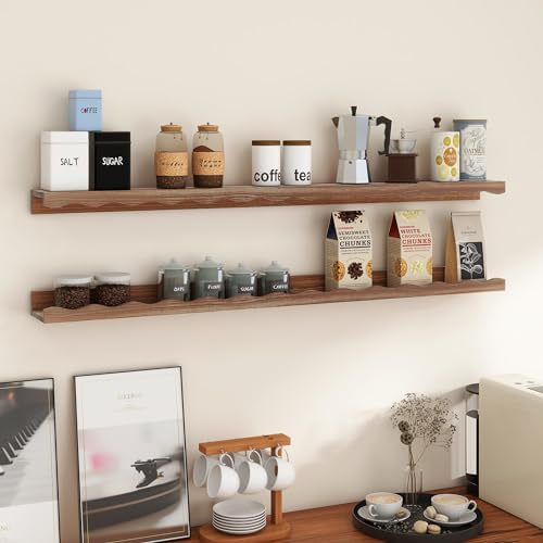 Fun Memories 48 Inch Pine Wood Floating Shelves Set of 2