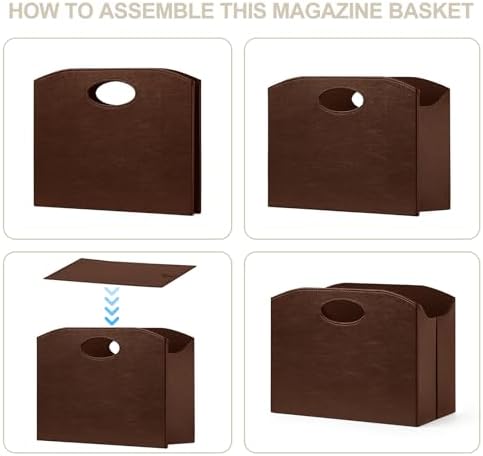 Foldable Magazine Rack Organizer for Home Desktop Storage brown