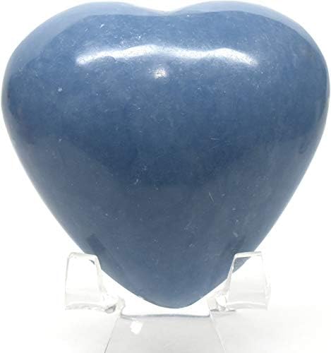 26 Blue Angelite Heart with Stand - Peru