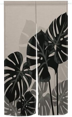 Leowefowa Japanese Noren Door Curtain with Tropical Leaves Design