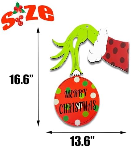 Christmas Door Decorations Wooden Thief Hand Whoville Sign Wreath