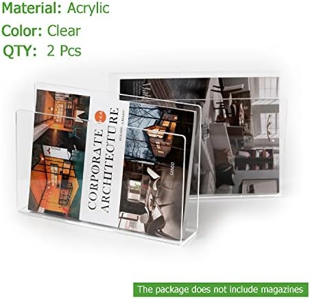 2 Pcs Wall Mount Clear Acrylic Magazine Holder