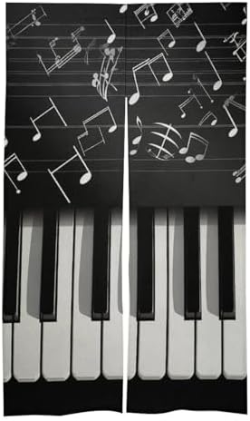 Piano Keys Door Curtain with Musical Notes 57x17 Inches