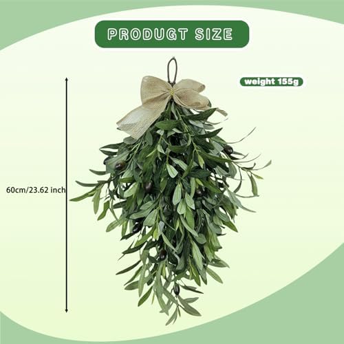 24 Inch Artificial Teardrop Olive Wreath Pendant