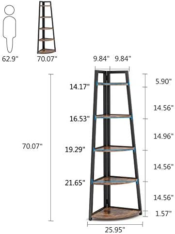 Tribesigns 70 Inch Tall Corner Shelf Bookcase